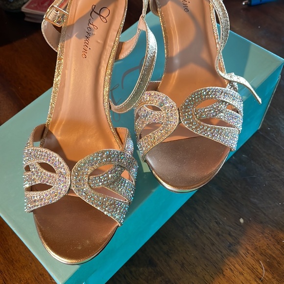 Lauren  Lorraine, style #Vanessa gold sequins,sparkling with a two inch heel - Picture 2 of 11